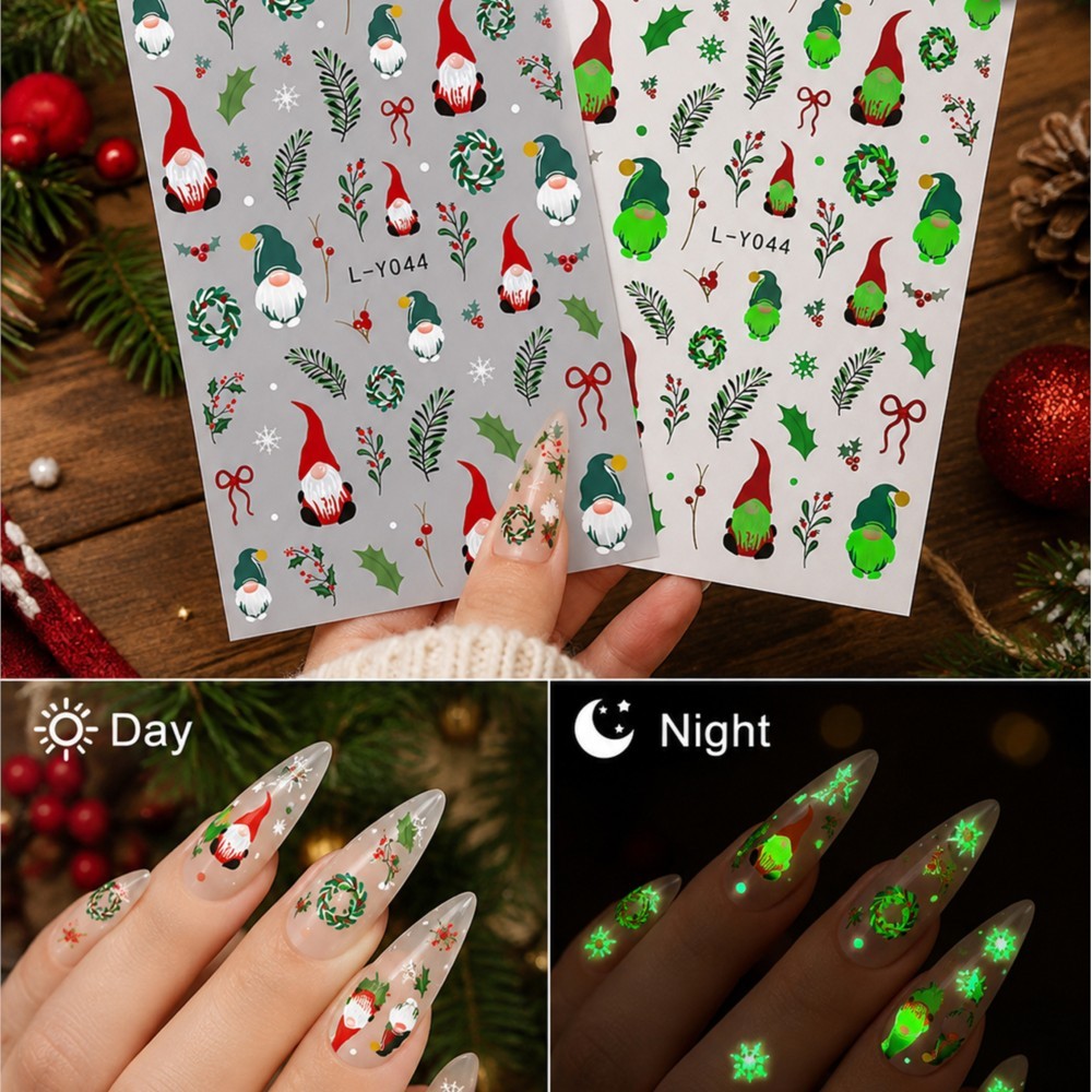 Nail Art Xmas Stickers - 2 Pezzi Adesivi per Unghie Natalizi